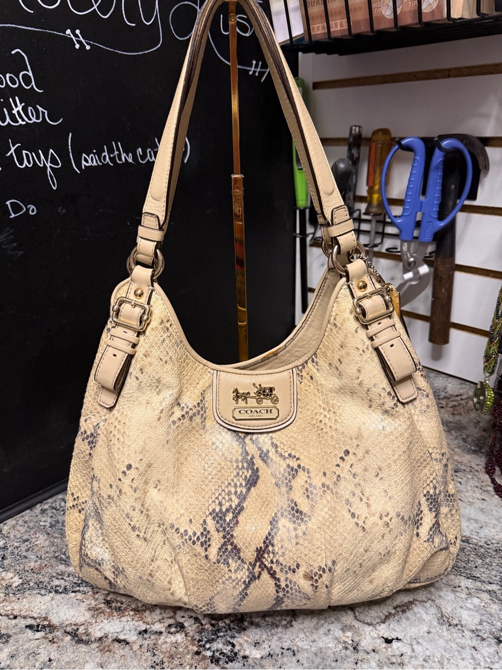 Coach Madison Maggie Metallic embossed Python Satchel K11126-18929